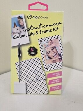 brand new DIGIPOWER instant camera Polka Dot Mini Album Photo Clip Frame Kit